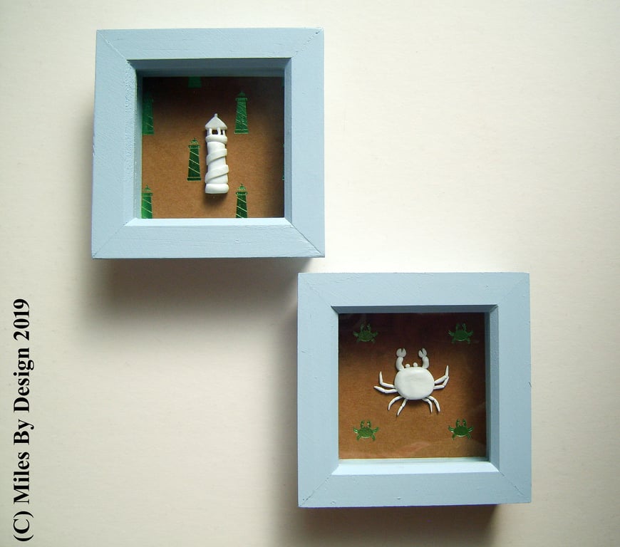 Set of 2 Seaside Themed Box Frames