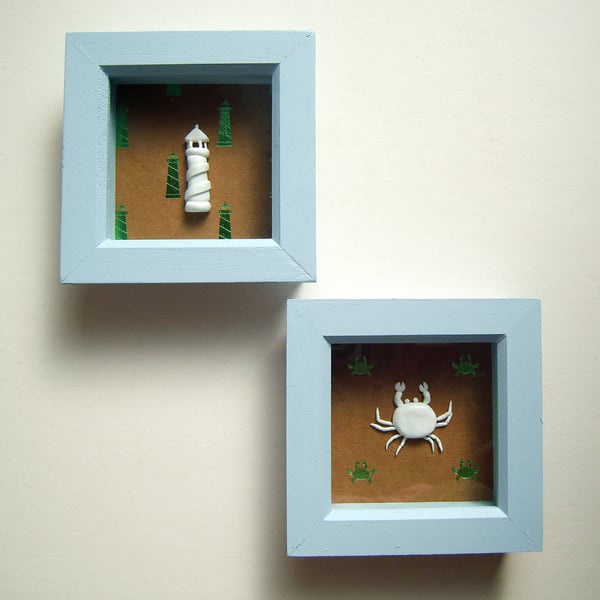 Set of 2 Seaside Themed Box Frames