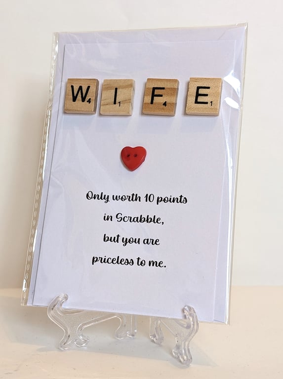 Wife only worth 10 points in Scrabble greetings card