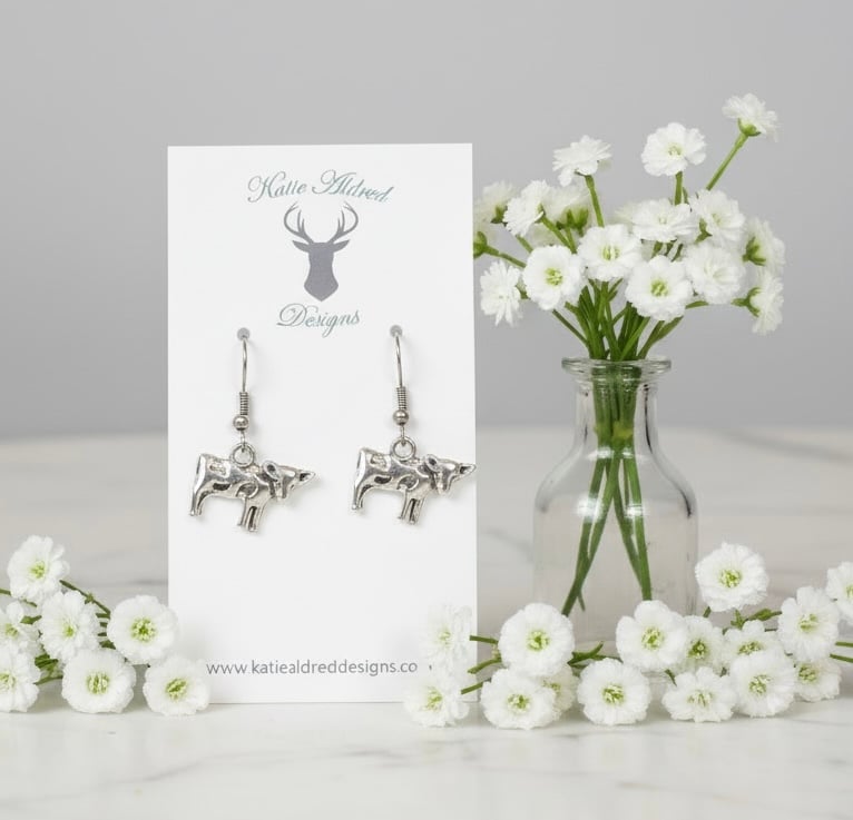 Charm Earrings - Cow