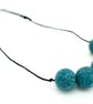 Felted bead necklace in teal wool - Image 2
