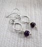 Earrings, Sterling Silver Infinity Circles and Amethyst Droppers - Image 2