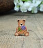 Handmade Aster Teddy Bear Brooch, September Birth Flower, Personalised Pin