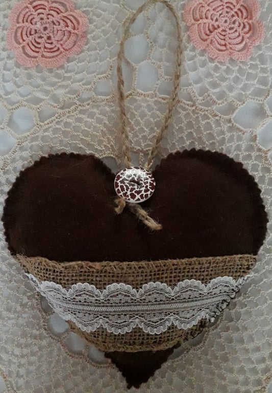 Pretty felt and lace hanging heart