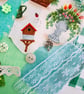 Mini green slow stitching or junk journal kit for a beginner - Image 4