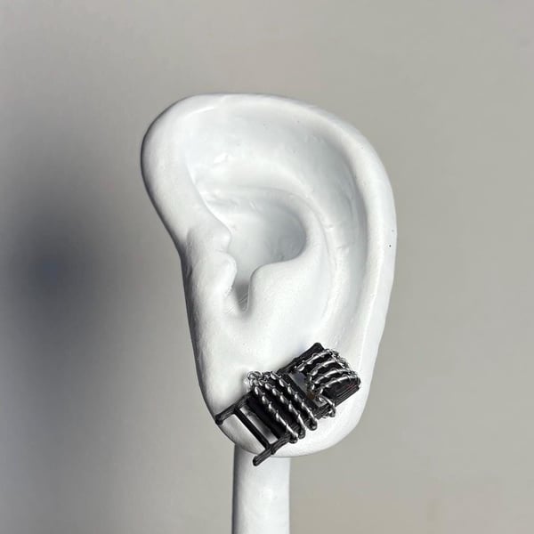 Barbed Wire Steel Stud Earrings: 3D Printed Wrestling Jewelry