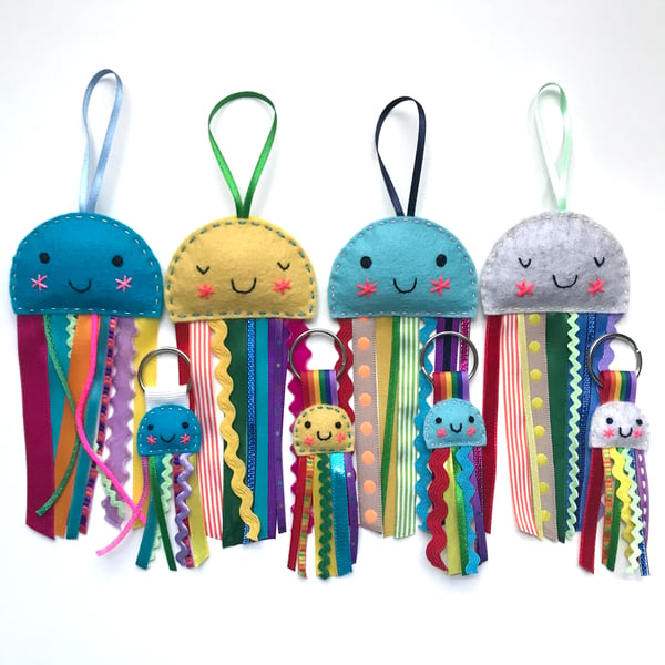 Jellyfish Keyring and Lavender Bag Set- Rainbows