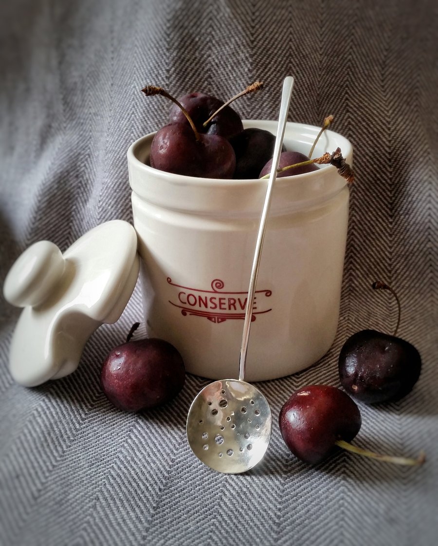 Sterling silver organic feel small spoon . Handmade anniversary  wedding gift