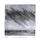 Original drypoint print of a rain storm over the ocean print 6 of 10