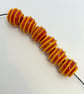 Handmade dark orange and yellow striped lamp work glass beads - Image 4