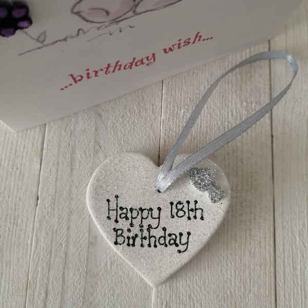 Small Ceramic Heart - 18th Birthday