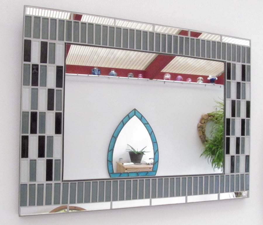 Black and Grey mosaic mirror ideal Bathroom or similar FREE UK MAINLAND DELIVERY