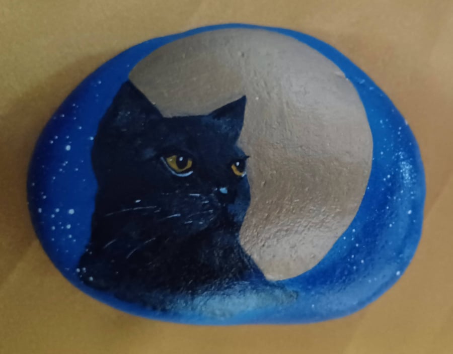 Hand Painted Cat Garden Stone