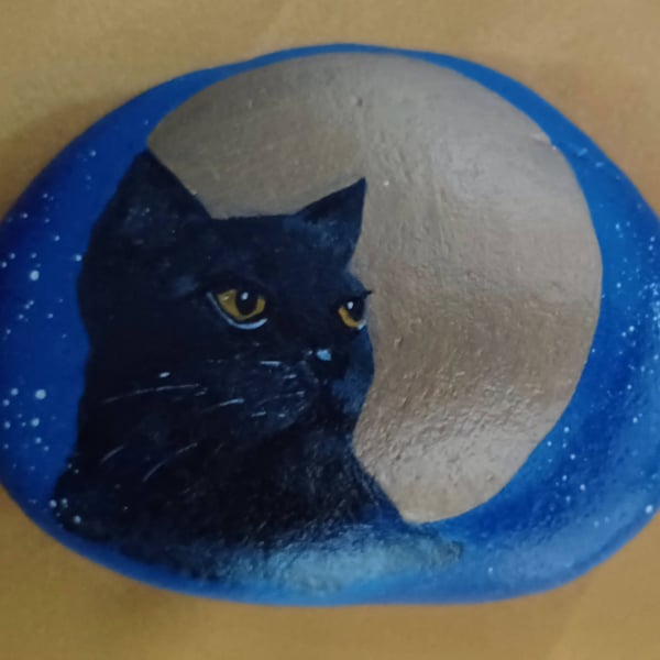 Hand Painted Cat Garden Stone