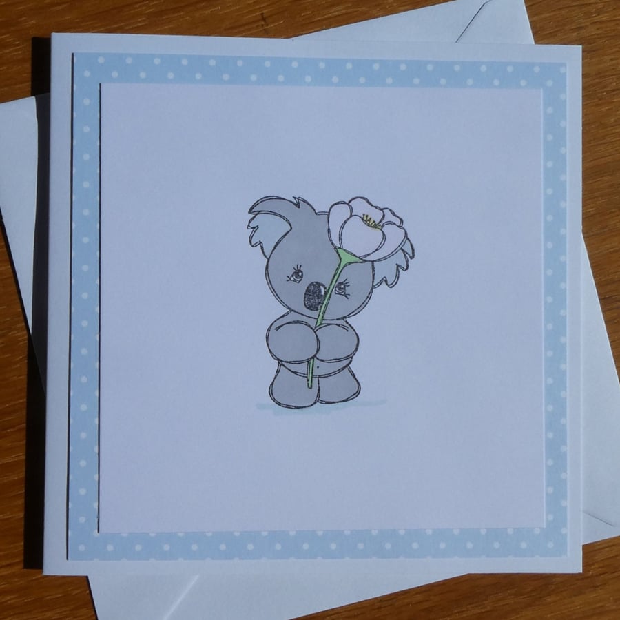 Koala Holding A Rose Blank Card
