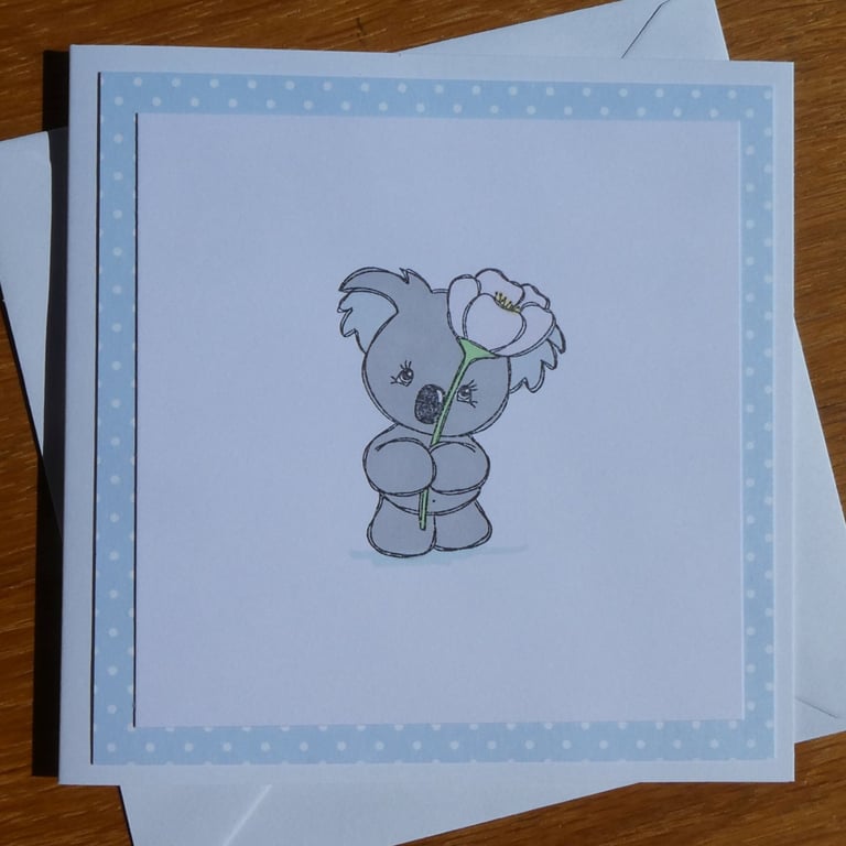 Koala Holding A Rose Blank Card