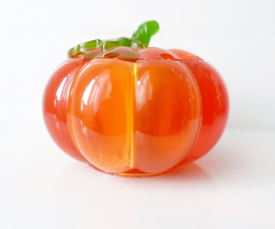 Resin Orange Pumpkin Tealight Holder Trinket Box