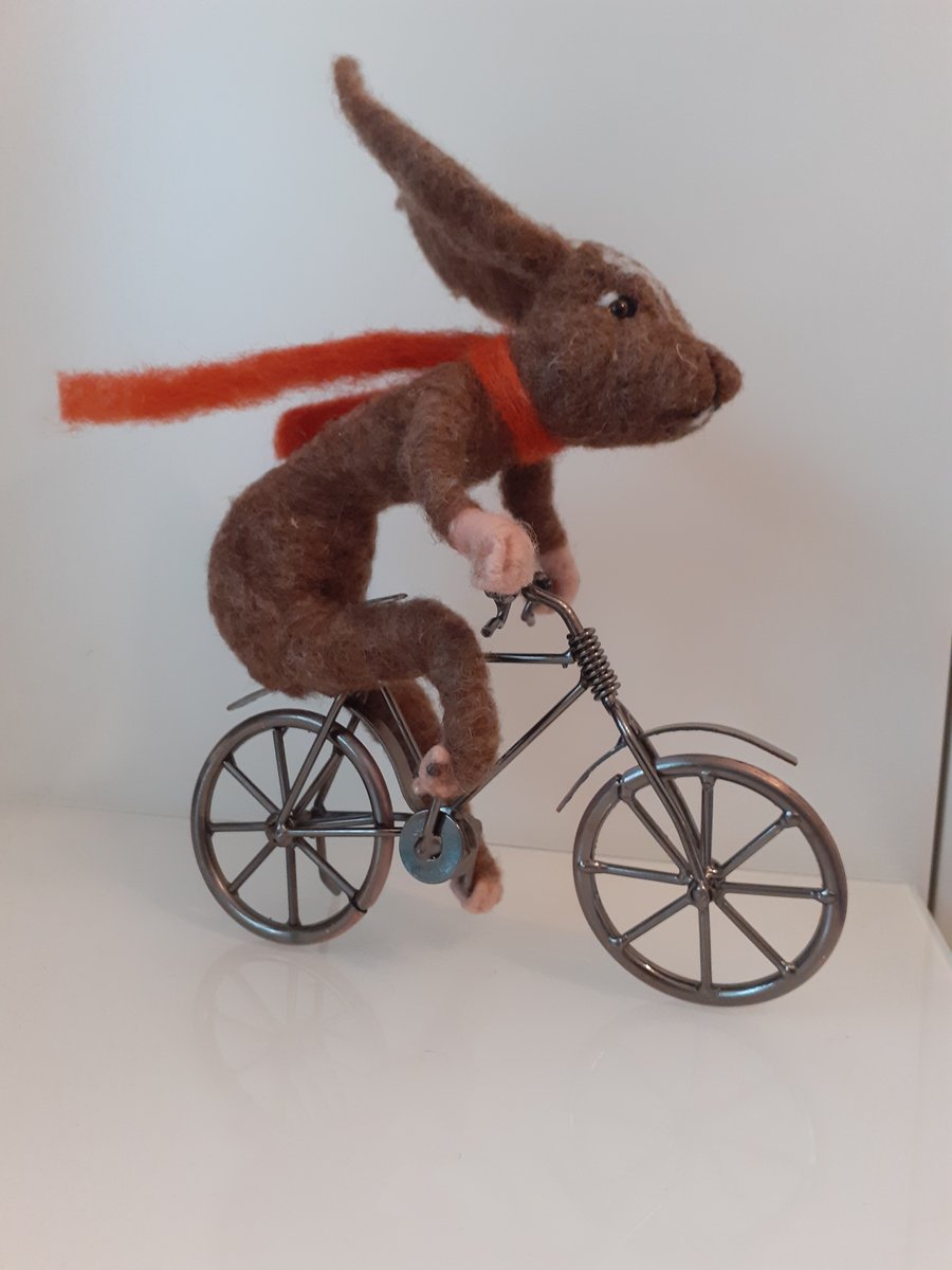 SOLD The Harey Biker ooak,collectable needle felted wool sculpture 