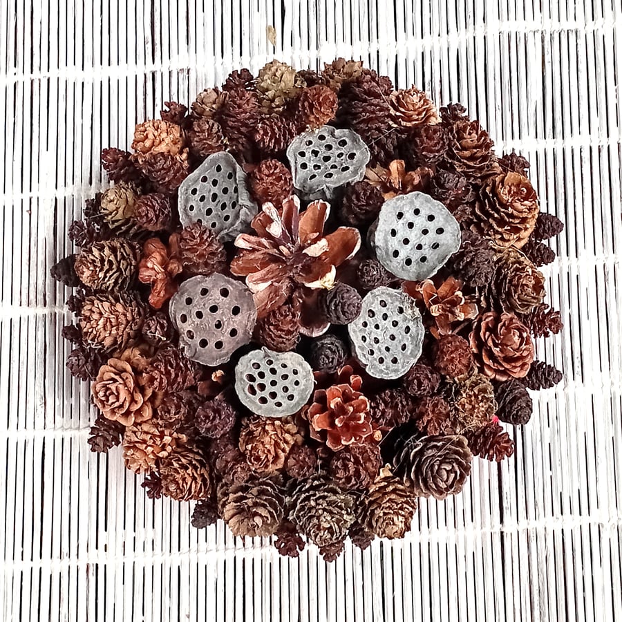 Small 'roundel' cone wreath, festive, mantle piece, table, wall display