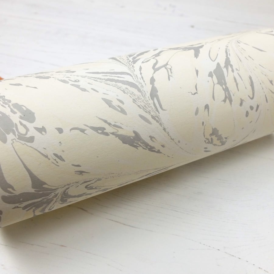 A4 Marbled paper sheet drawn stone neutral cream grey marble