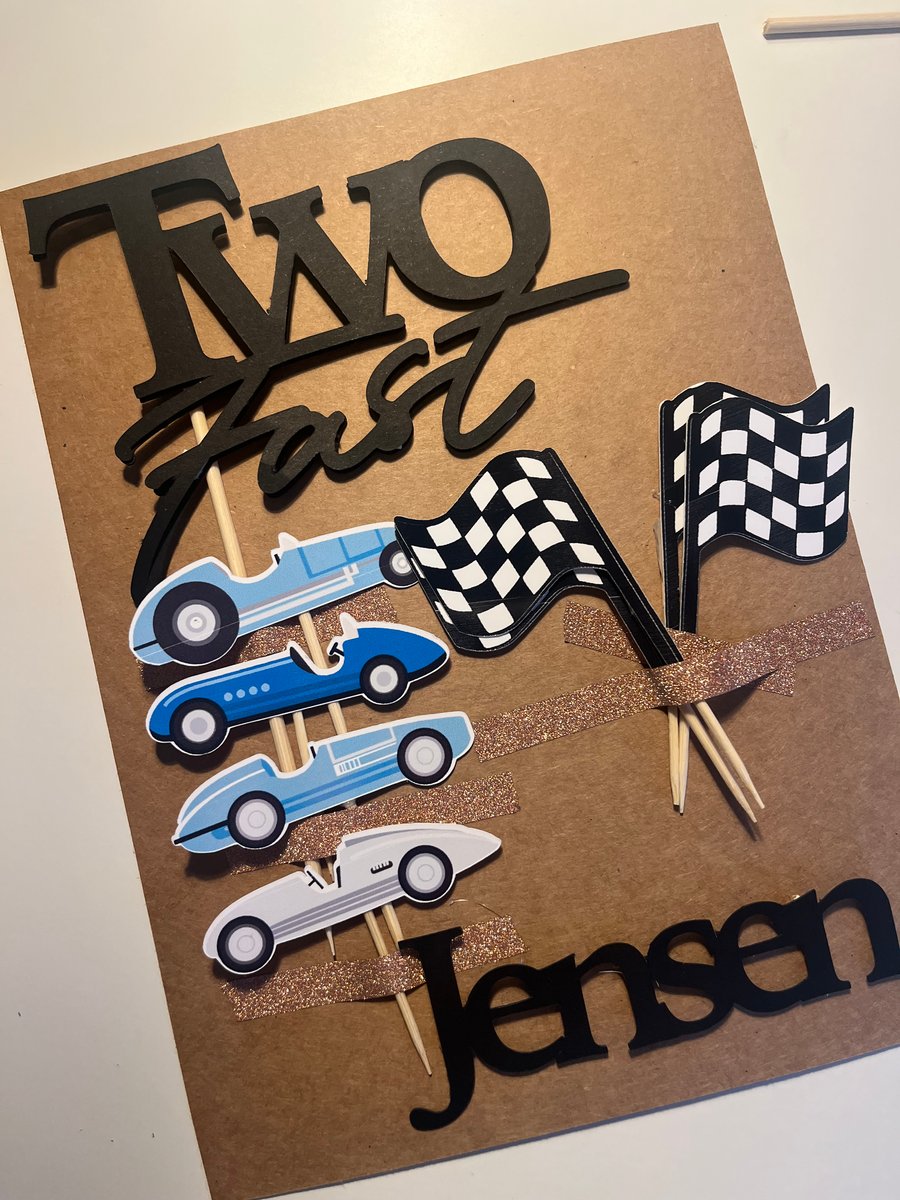 Two Fast Cake Topper Set With Personalisation 