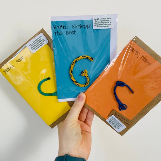 Beach Waste Greetings Cards set of 3 - Shrimps & Prawns