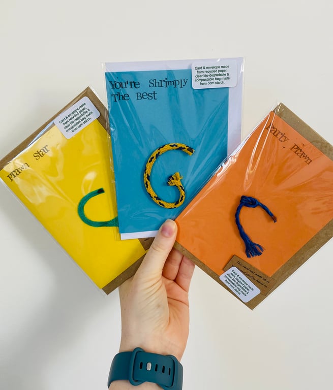 Beach Waste Greetings Cards set of 3 - Shrimps & Prawns