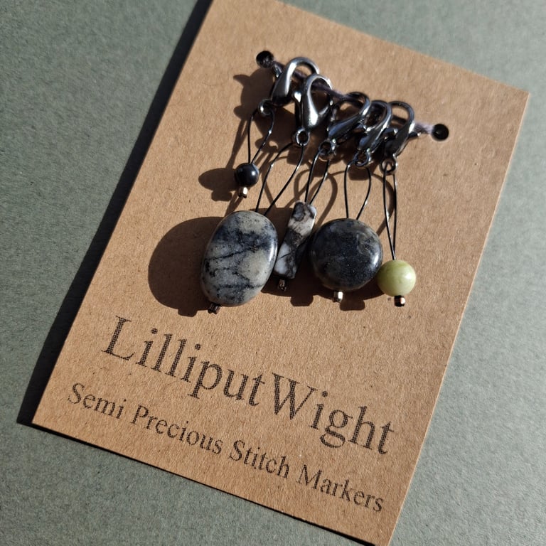 Five semi precious stone crochet stitch markers