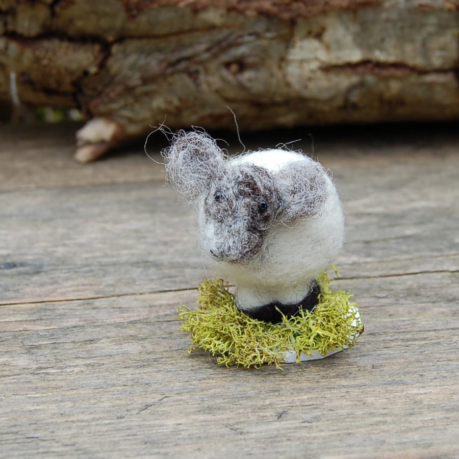 sheep pincushion -  needle felt sheep with grey face