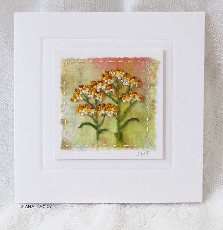HAND EMBROIDERED GREETINGS CARD ACHILLEA