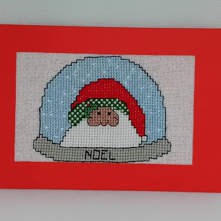 Handmade Christmas Greetings Card with Envelope - Cross Stitch
