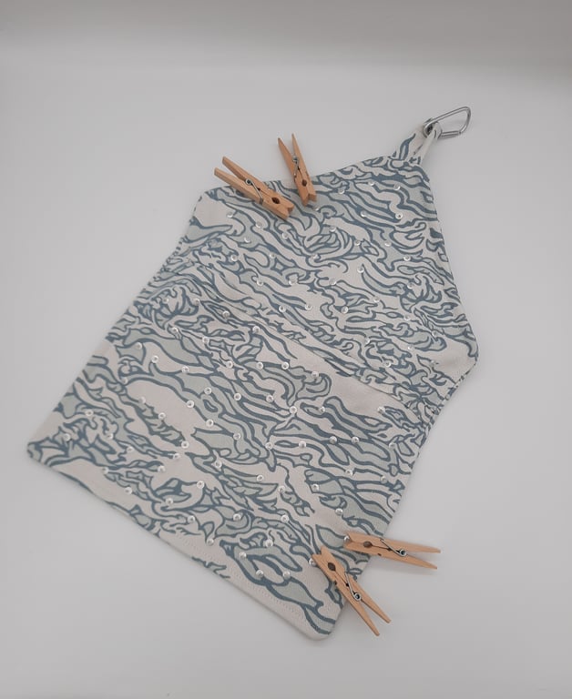 Peg bag clip on sea green waves with beading. 