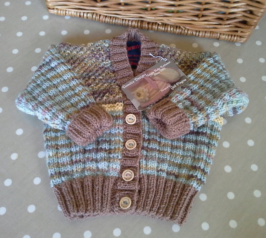 Luxury Baby Boys Hand Knitted Cardigan with Merino Wool 3-9 months size