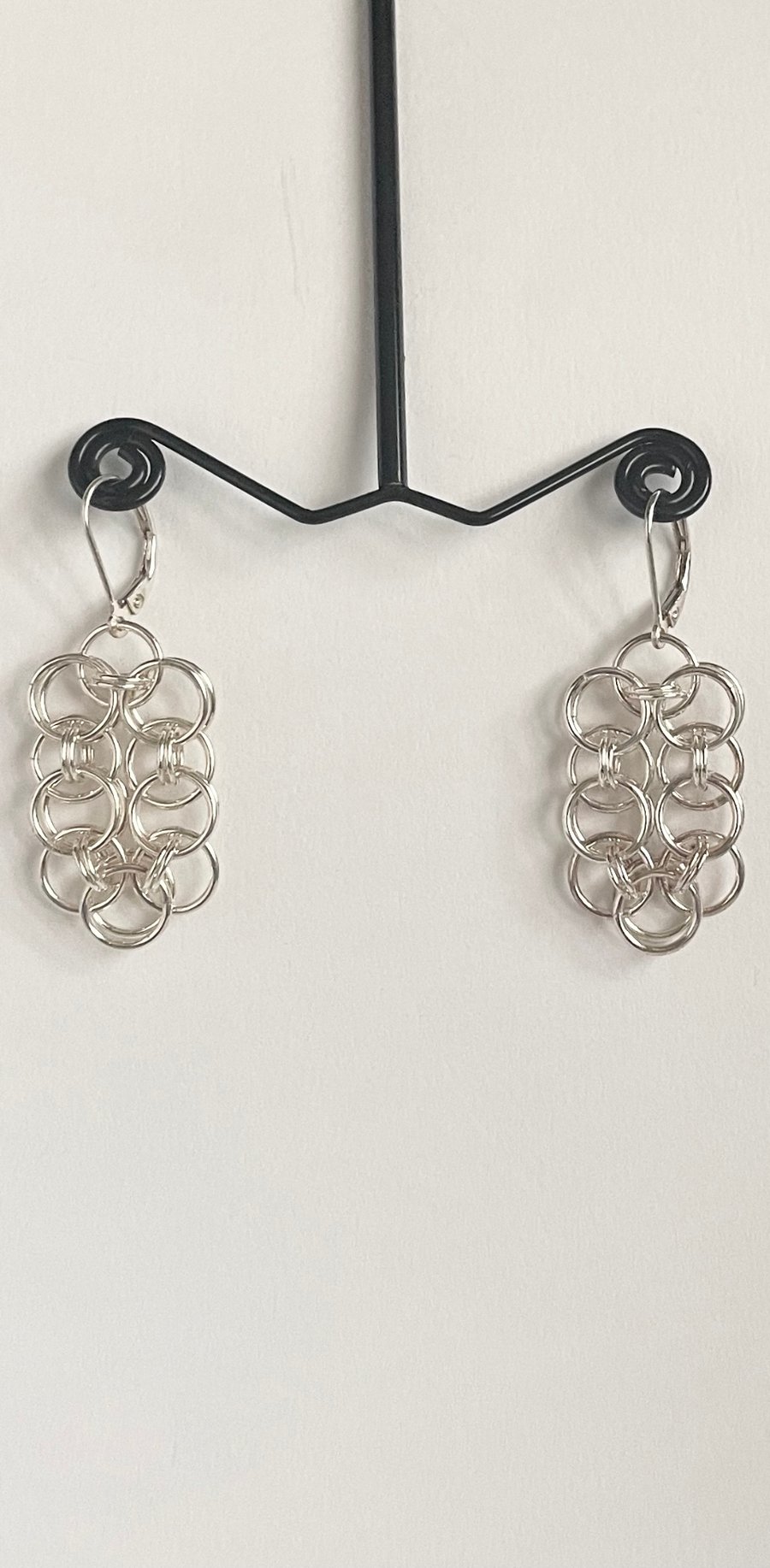 Silver Helm Chainmaille Earrings