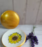 Clay Trinket Ring Dish - Sunflower Embossed Hand-painted