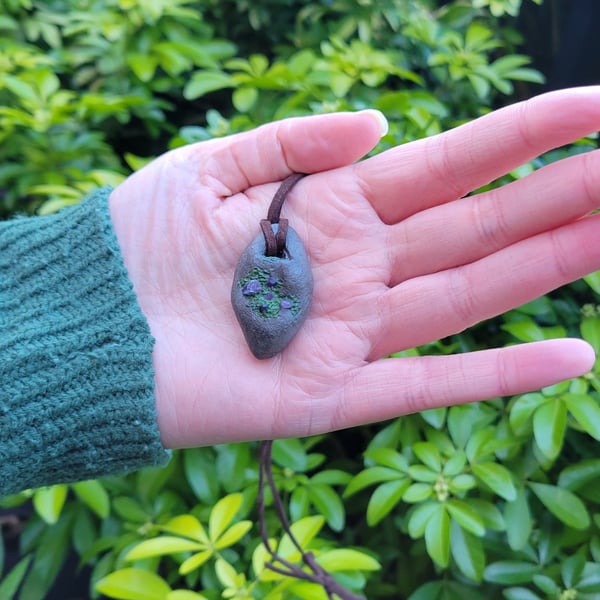 Polymer Clay Pendant, Realistic Stone Necklace, Amethyst Gemstone Jewellery