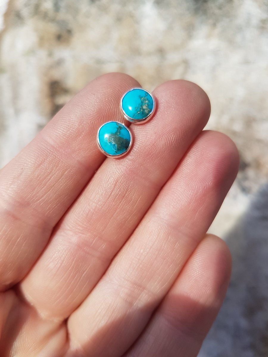 Turquoise Stud Earrings 8mm