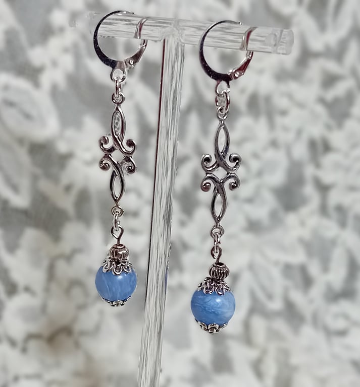 Agate Earrings Blue Lace 