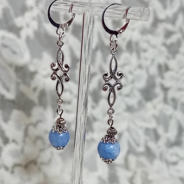 Agate Earrings Blue Lace 