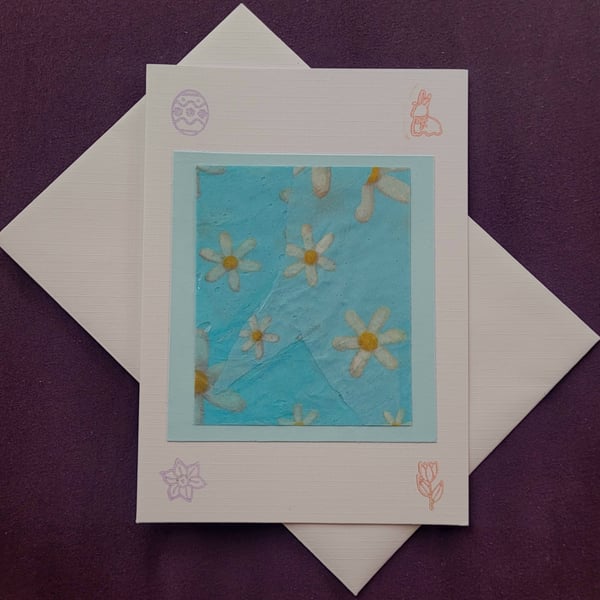 Spring themed handmade blank card with white envelope 