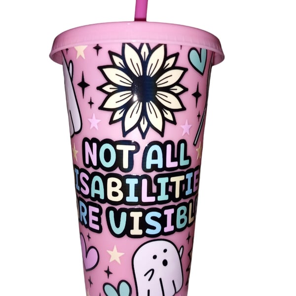 Not All Disabilities Are Visible 24oz Invisible Illness Cold Cup Tumbler Spoonie