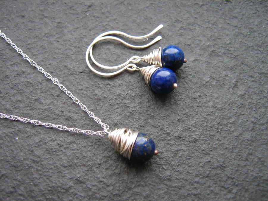 Lapis Lazuli Jewellery Set - Necklace and Earrings