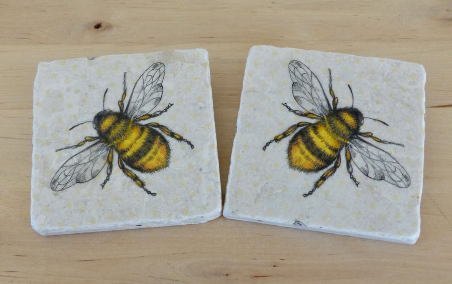 Marble 'Bee' Coasters