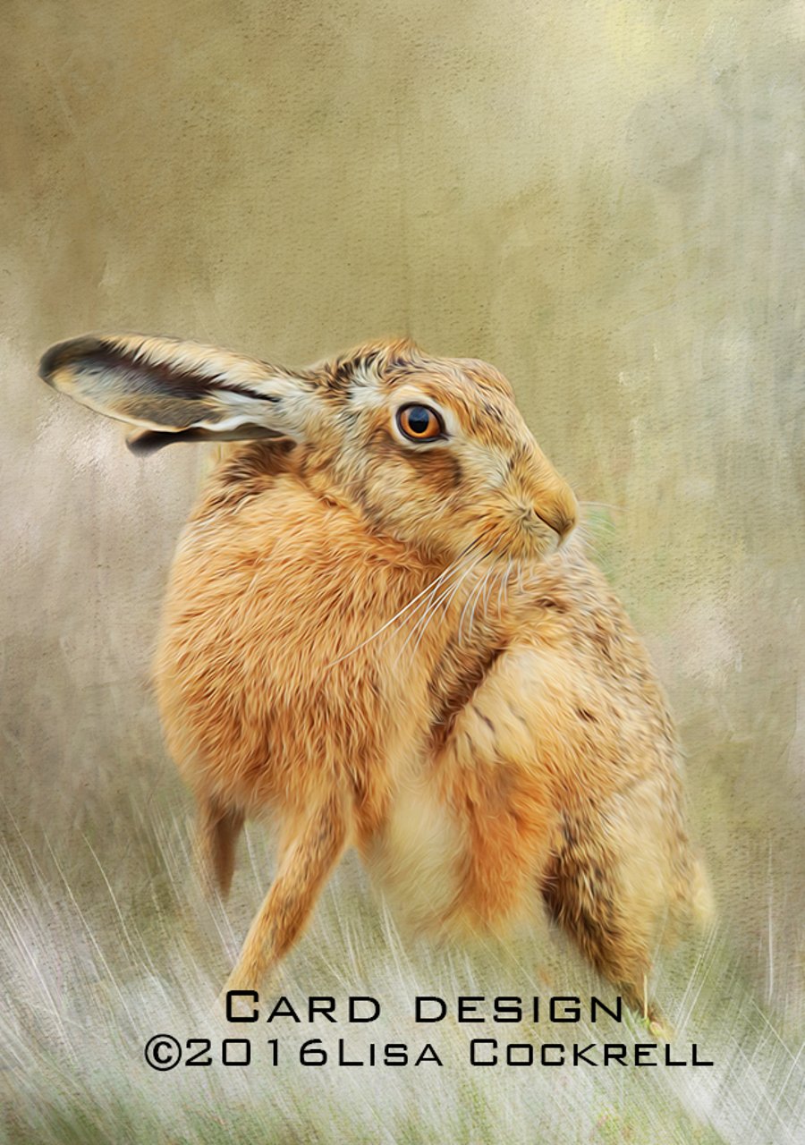 Exclusive Handmade Brown Hare Greetings Card