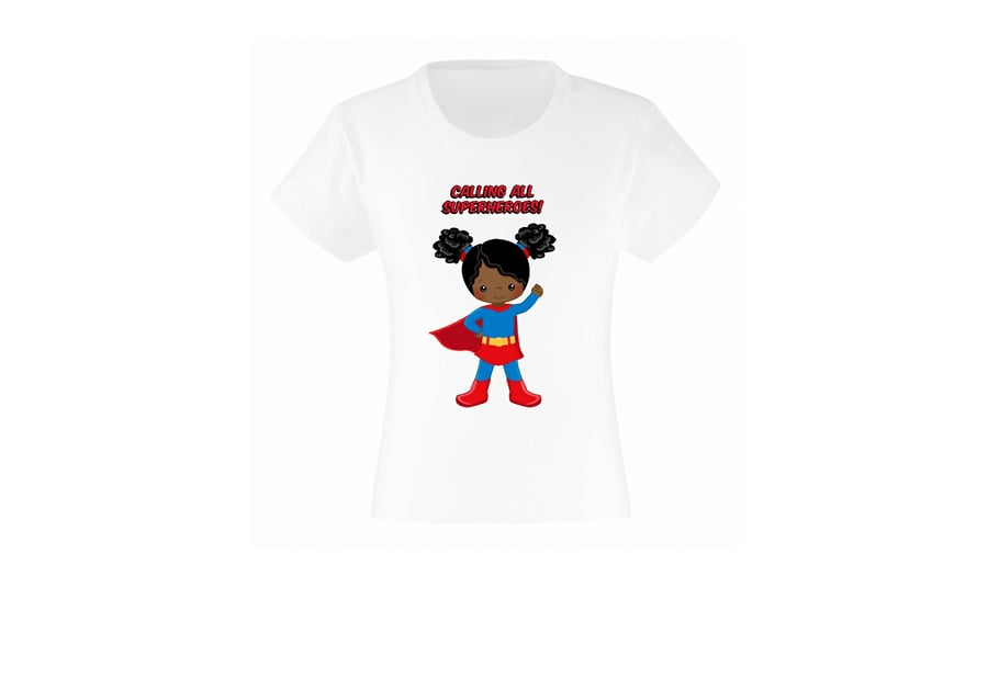 Afro Super Hero Girl T shirt - Custom Printed T shirt