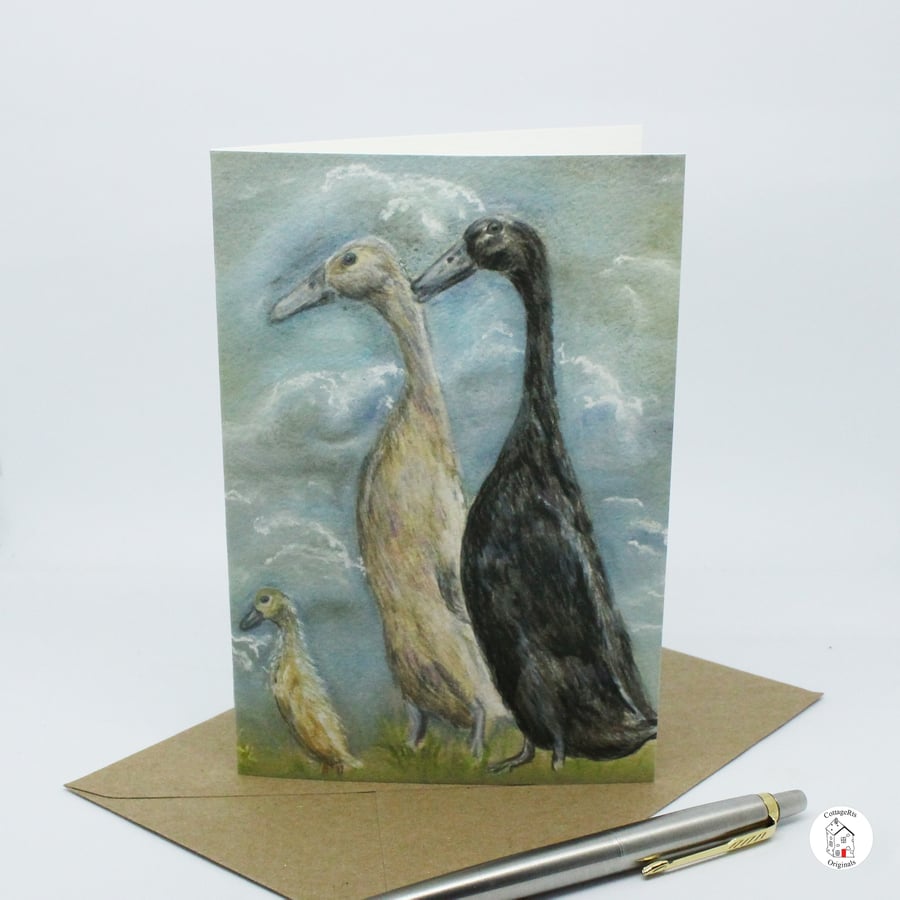 Runner Duck Greeting Card - Duck Birthday Card - Blank