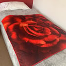 Embroidered Red Rose Wallhanging or Throw 