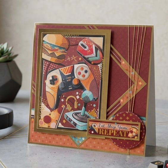 Gamer Birthday Card. Gaming Birthday Card. Eat Sleep Game Repeat.