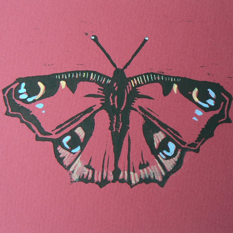 Peacock Butterfly linocut print