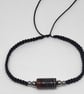 Men's Striped Agate Bracelet Adjustable Black Cord Stainless Steel - Image 6